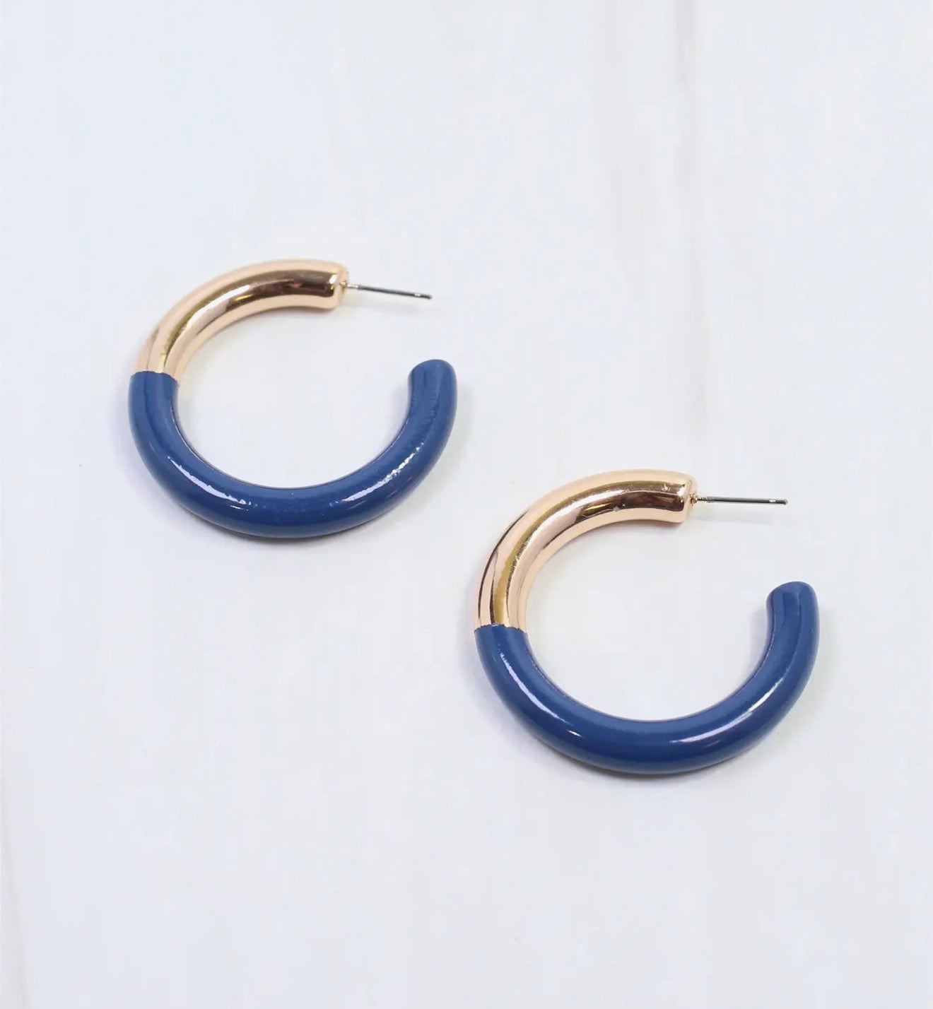 Navy and Gold Hoop Earrings