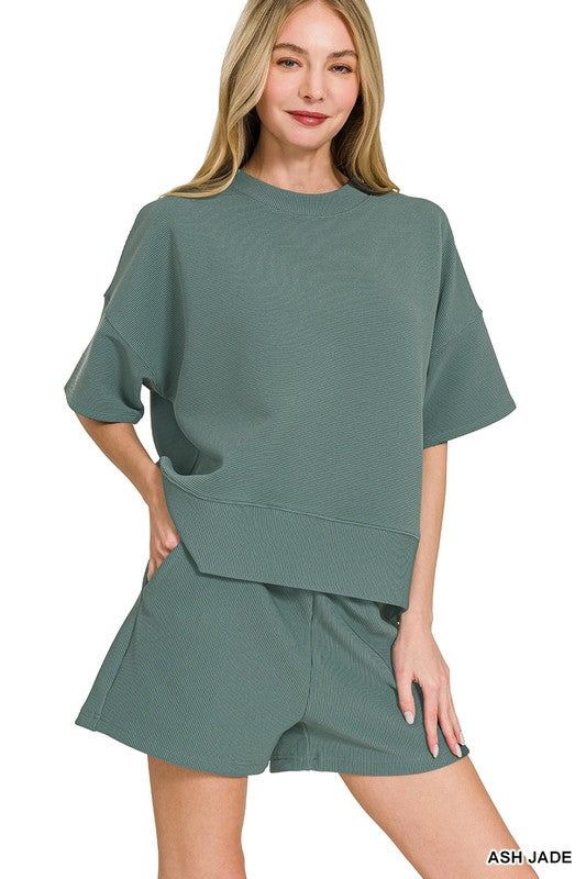 Ash Jade Ribbed Short Set