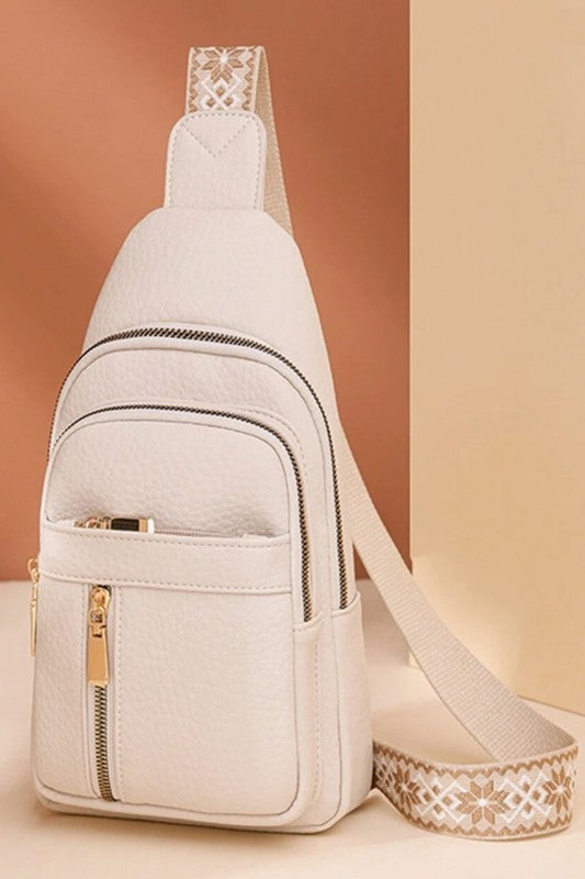 Cream Vegan Leather Crossbody