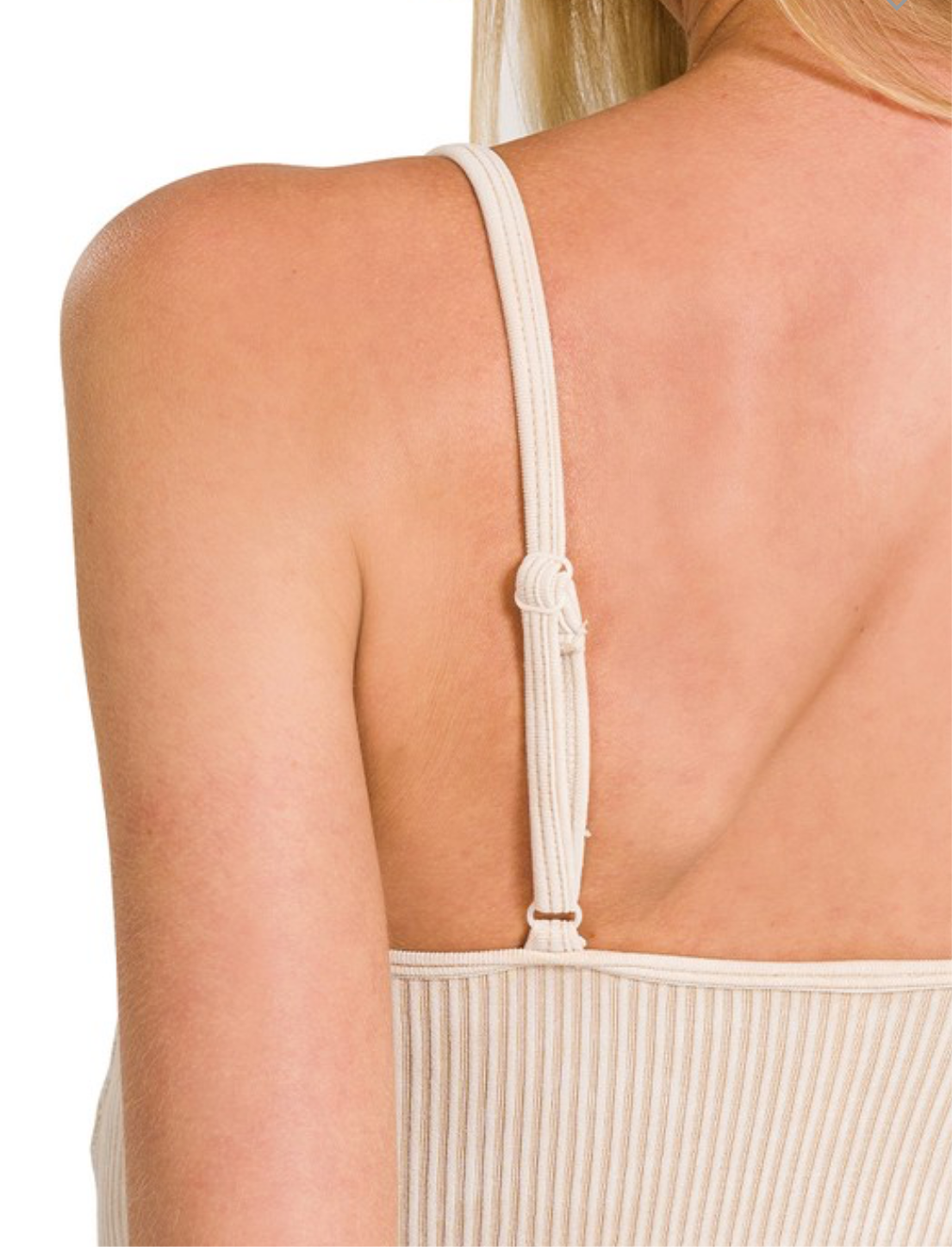 Sand Beige Ribbed Tank Top