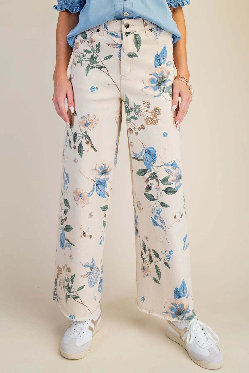 Floral Denim Pants
