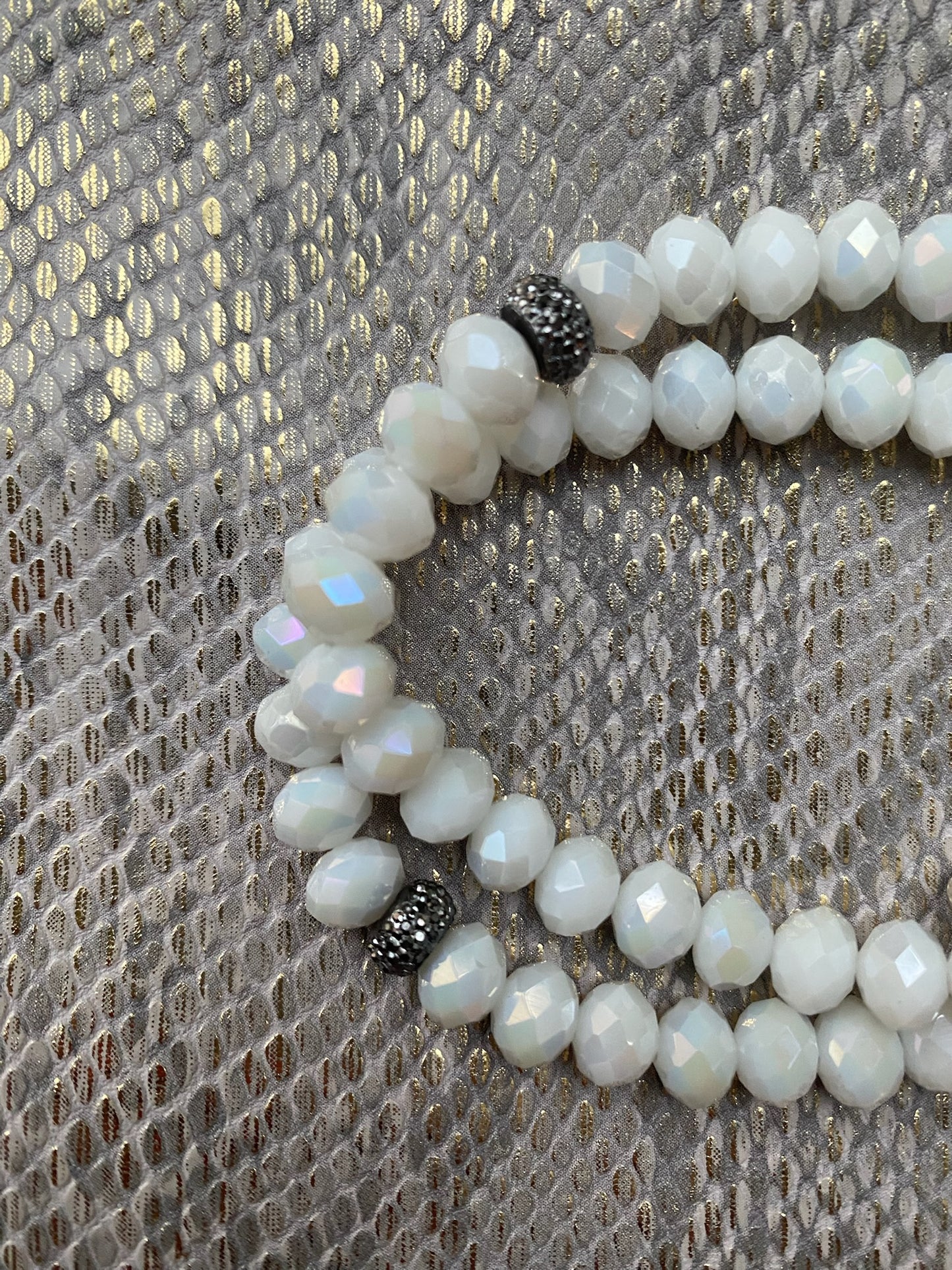 White Iridescent Bead Bracelet