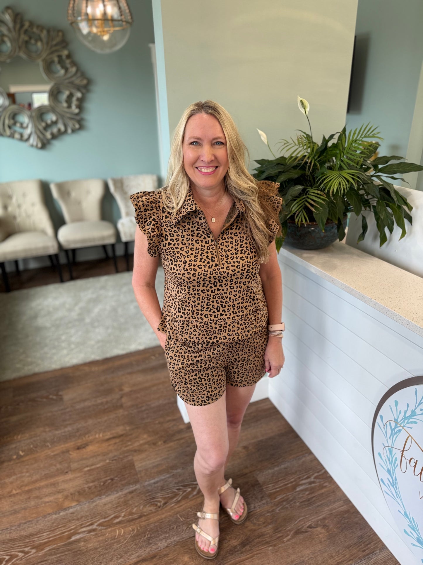 Mocha Leopard Short Set