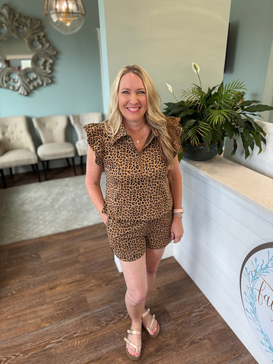 Mocha Leopard Short Set