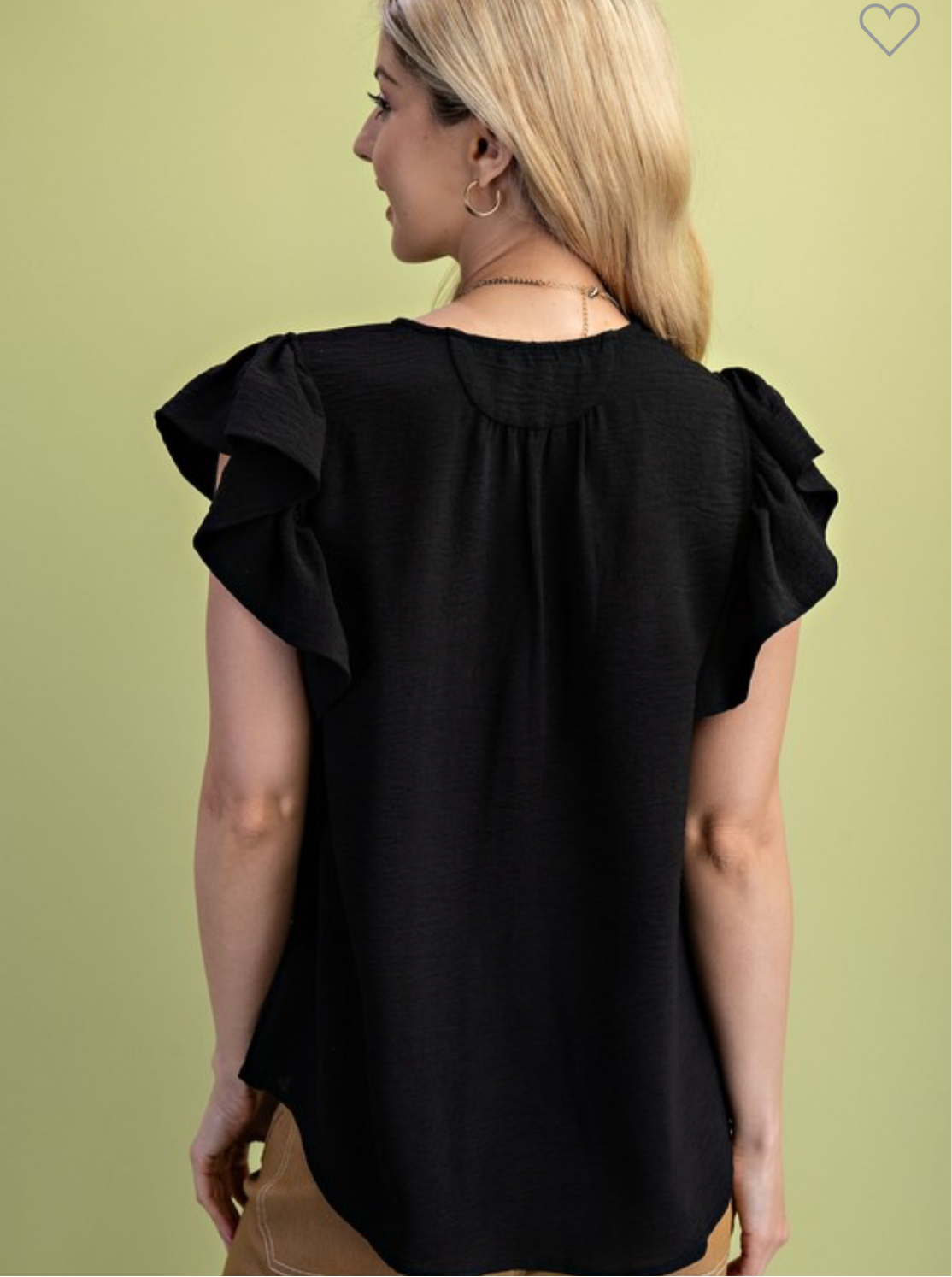 Black Flutter Sleeve Top