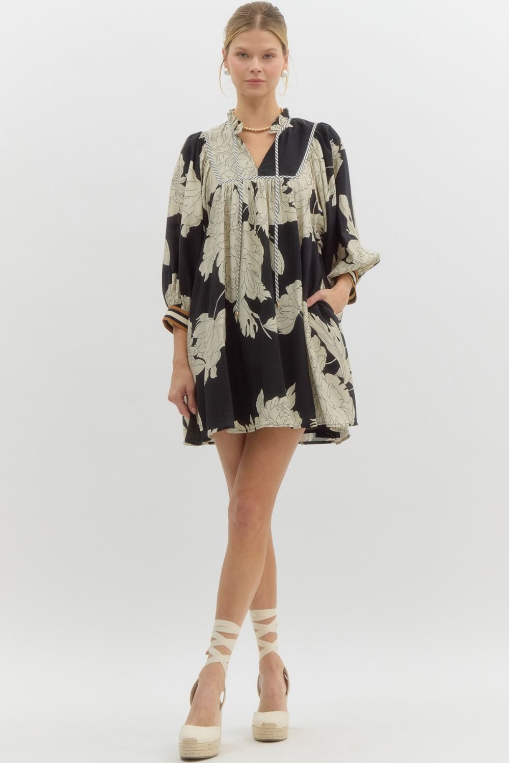 Black Floral Mini Dress