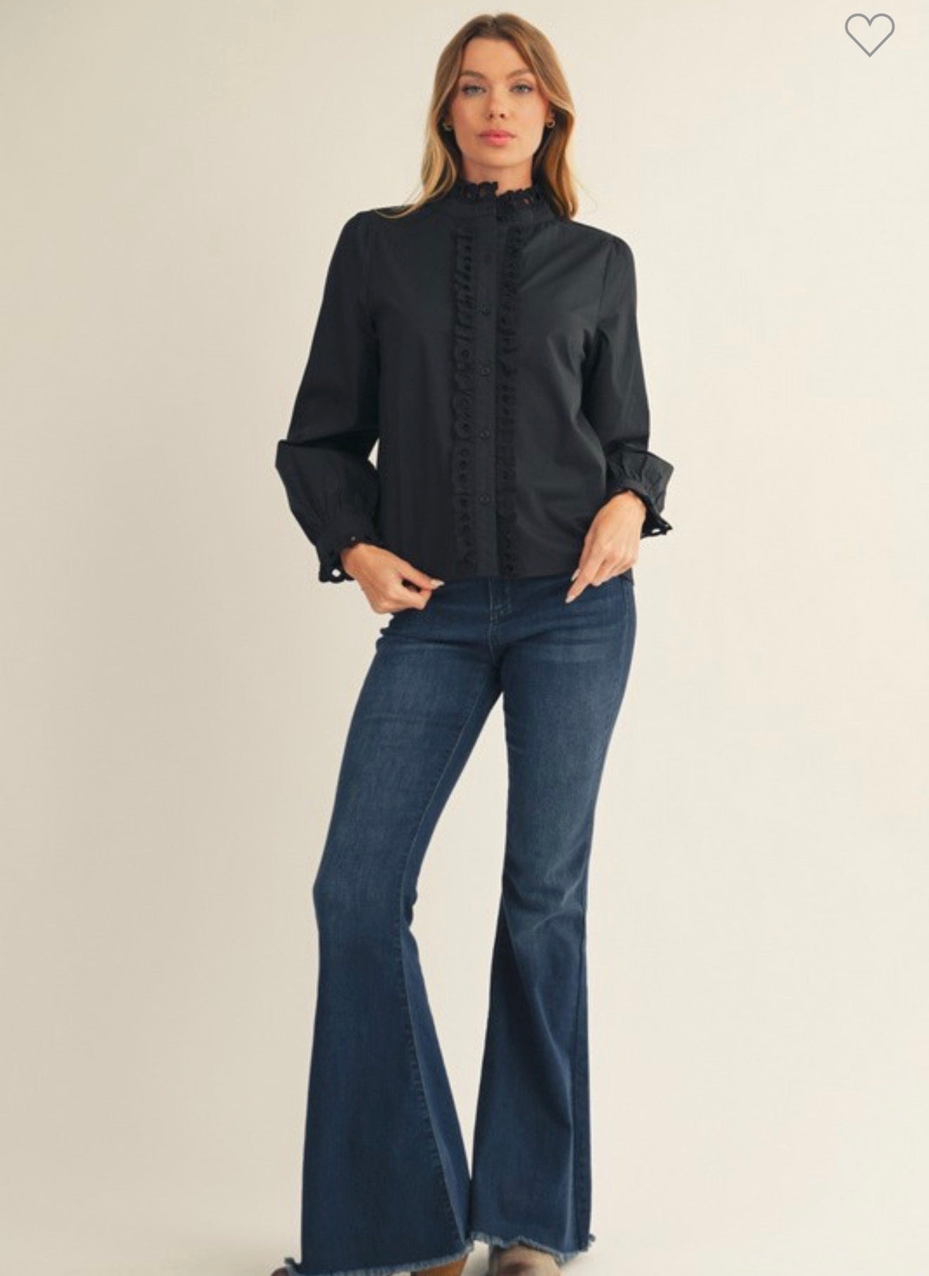 Black Lace Long Sleeve Top