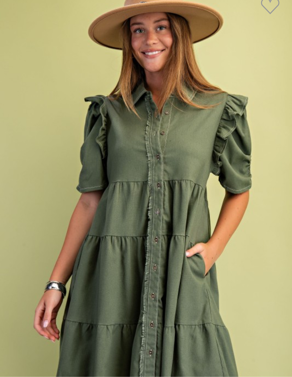 Olive Linen Shirtdress