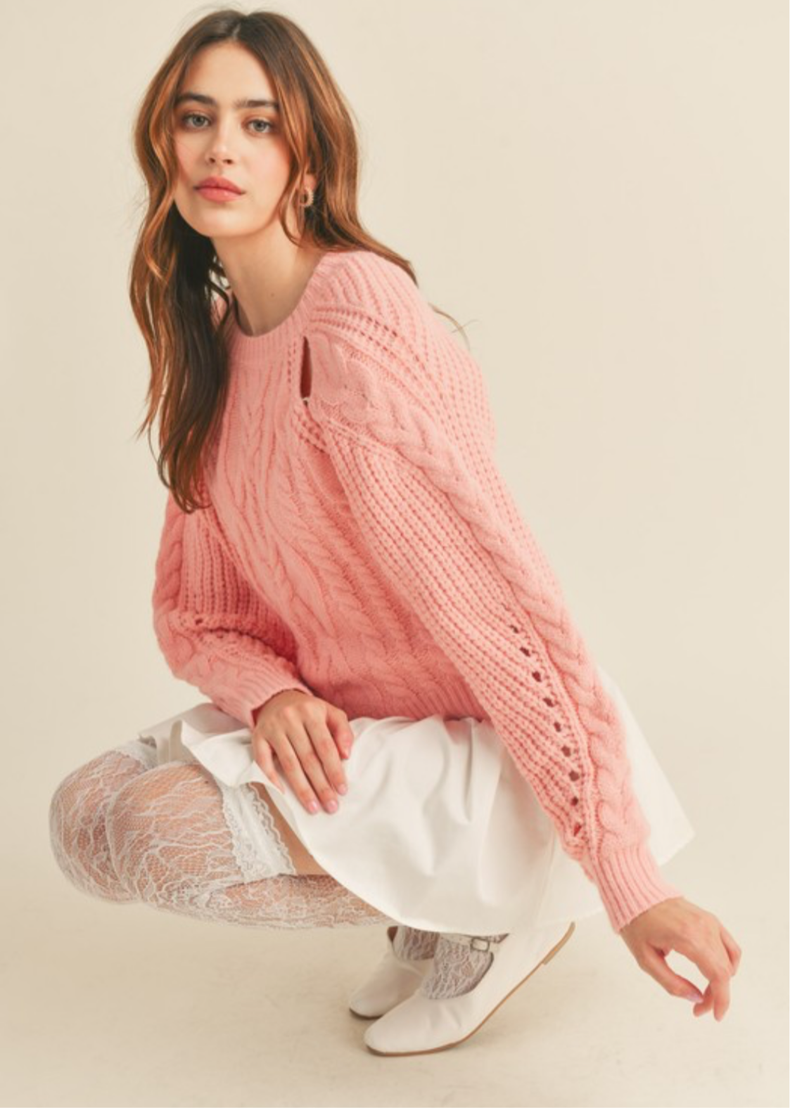 Pink Cable Sweater