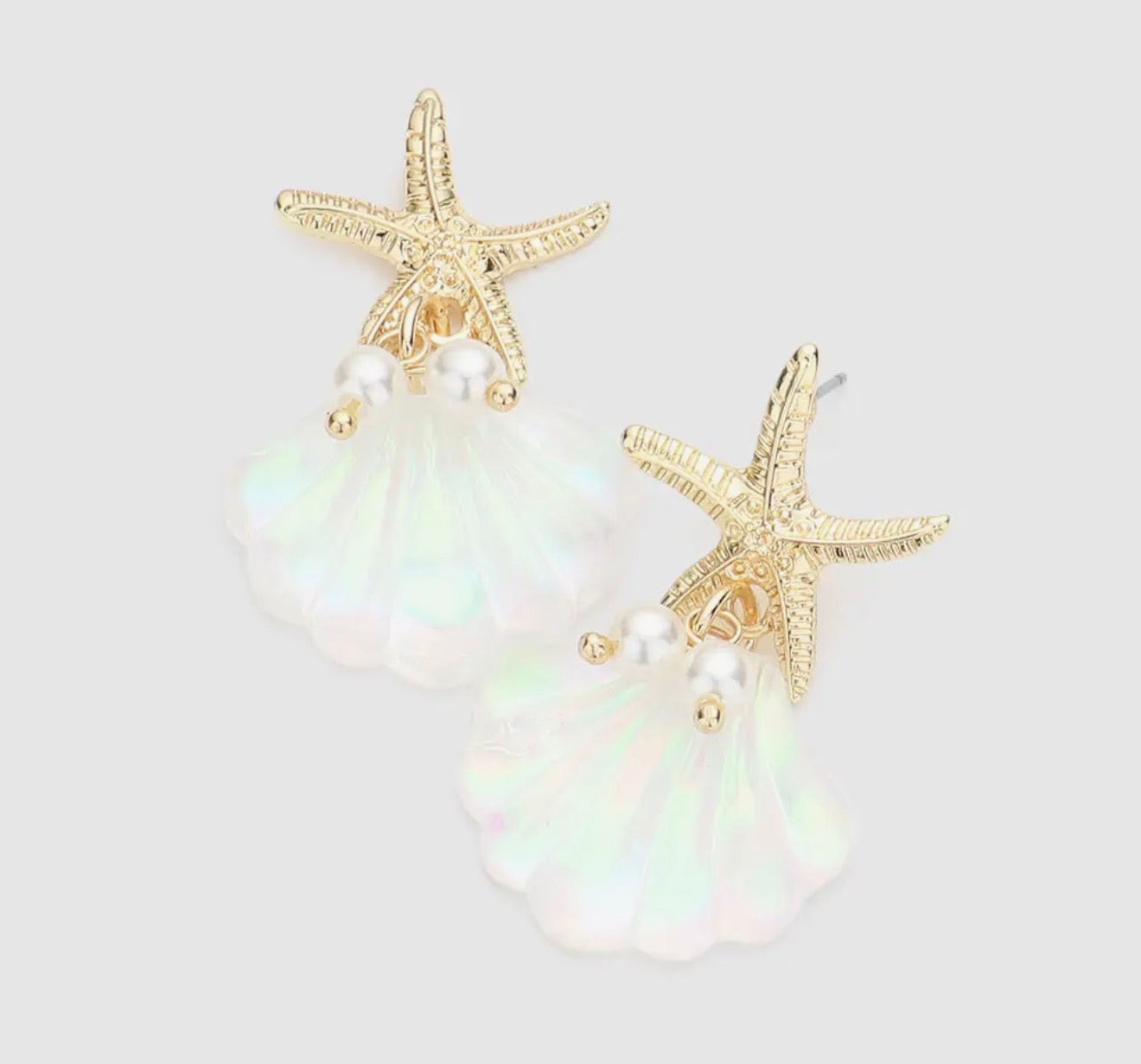 Gold Pearl Shell Earrings