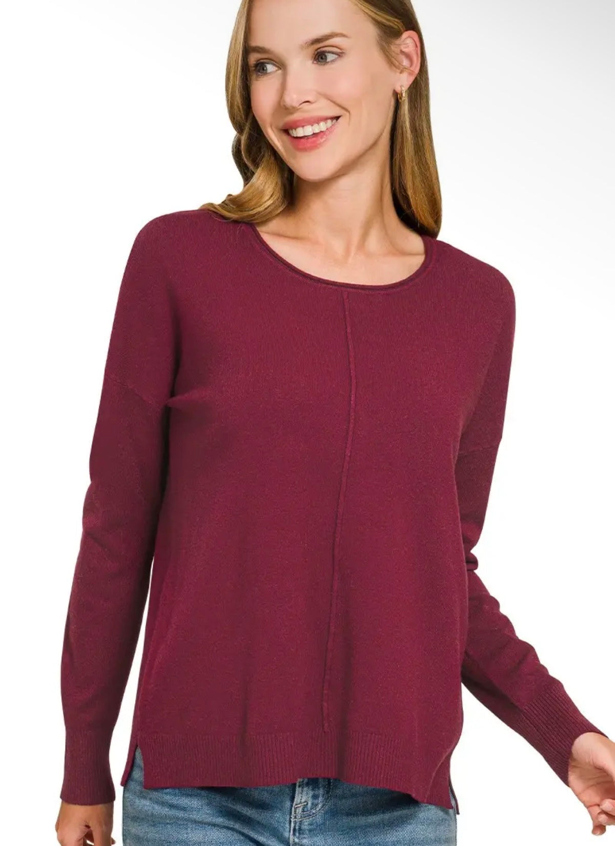 Burgundy Round Neck Sweater