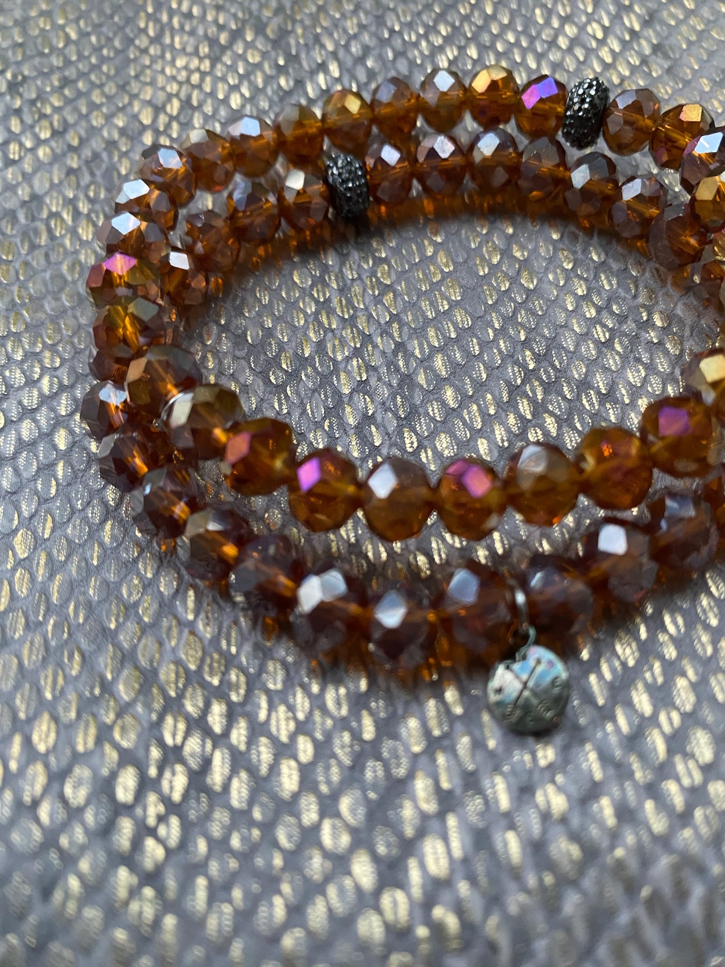 Amber Iridescent Bead Bracelet