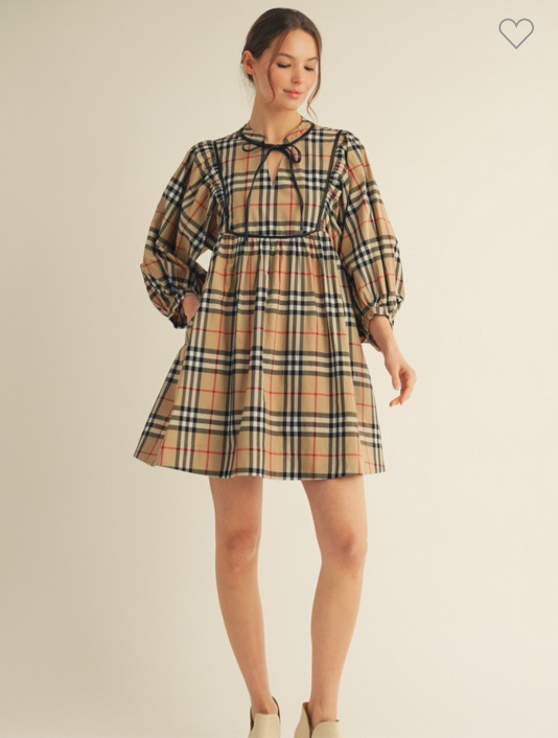 Taupe Plaid Dress