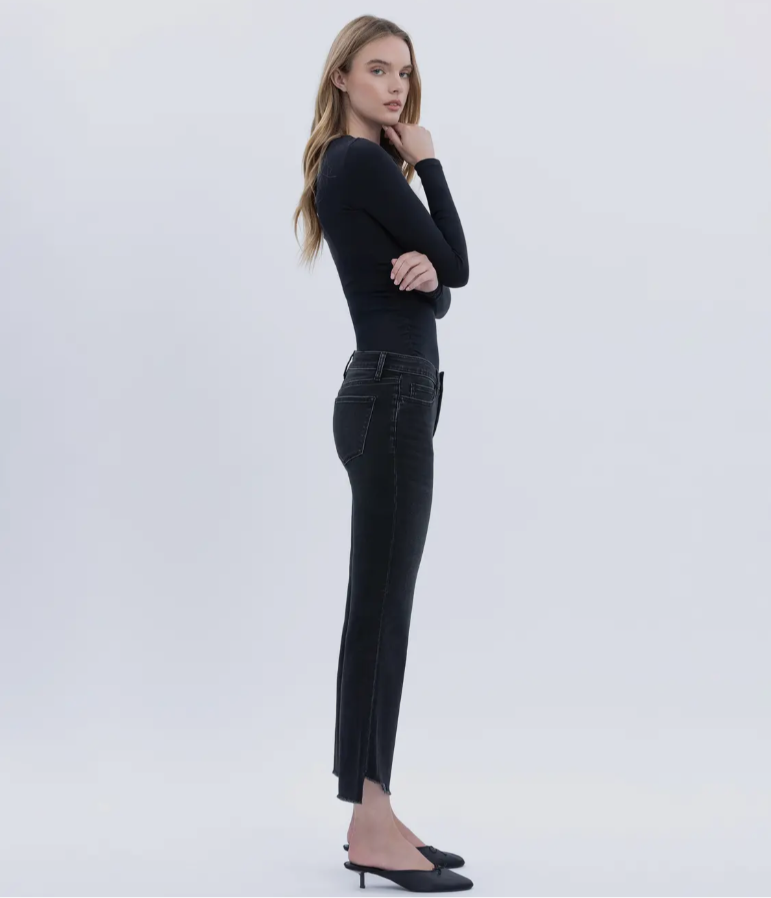 Black Crop Flare Jeans