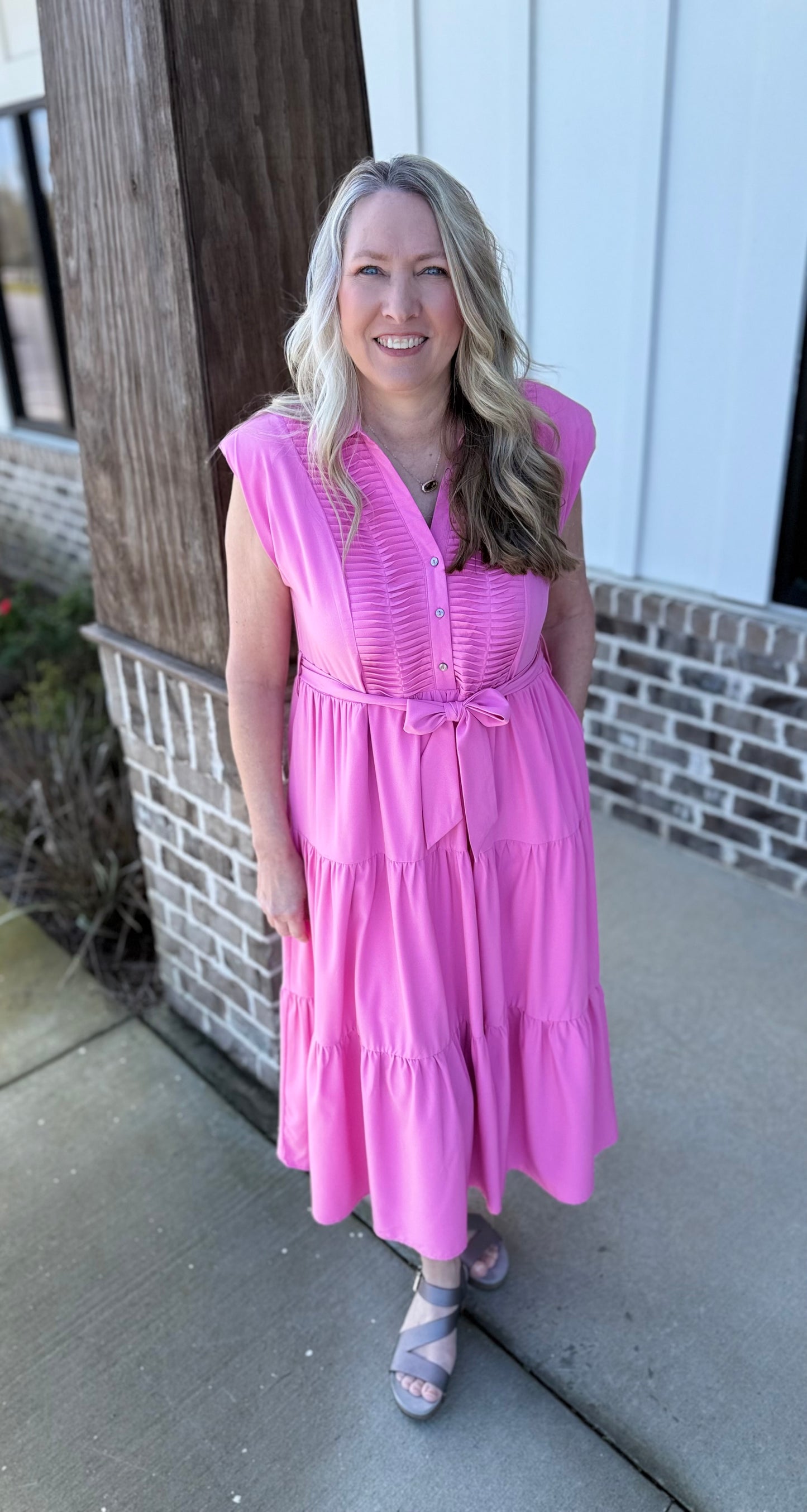 Pink Pleated Dress