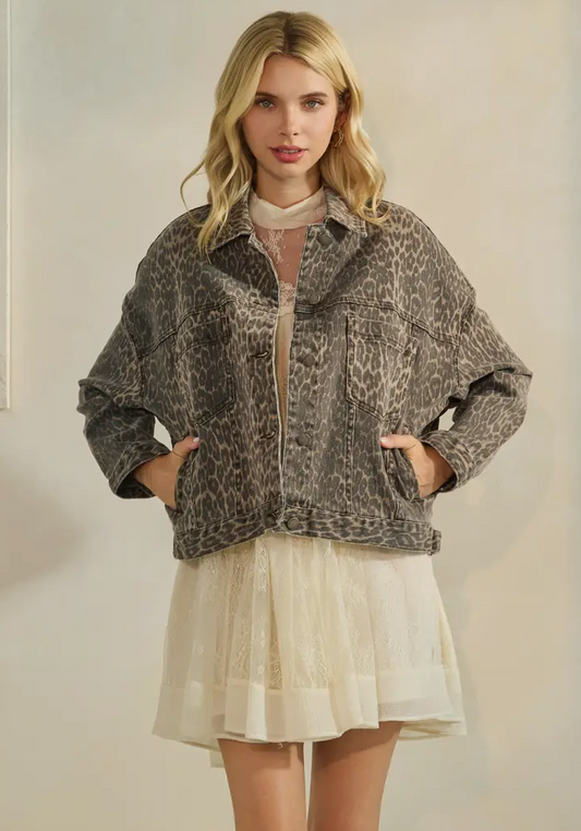 Leopard Denim Jacket
