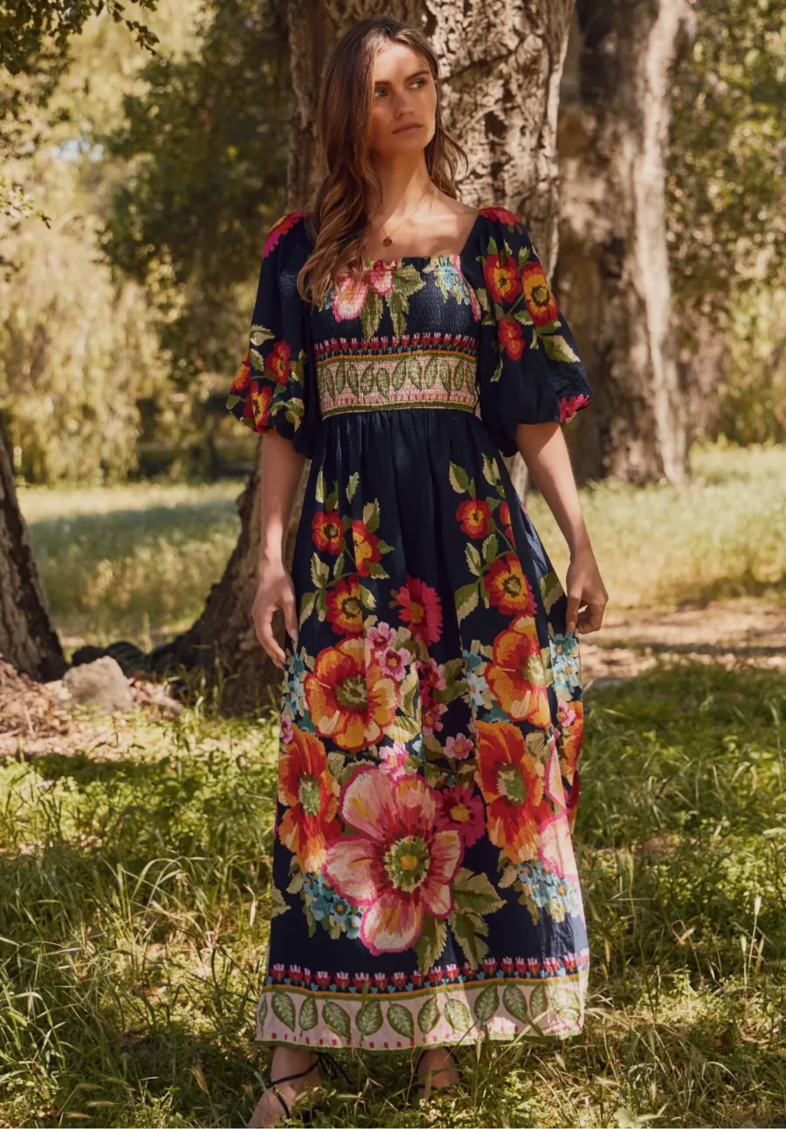 bold floral maxi dress Blue Floral Print Maxi Dress - The Cotton Shop