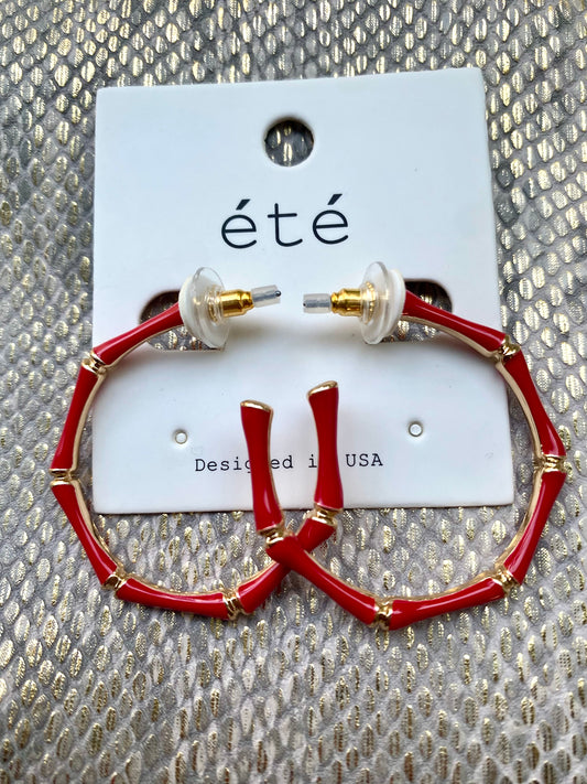 Red Bamboo Earrings