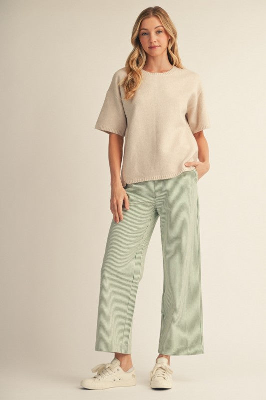 Oatmeal Short Sleeve Sweater