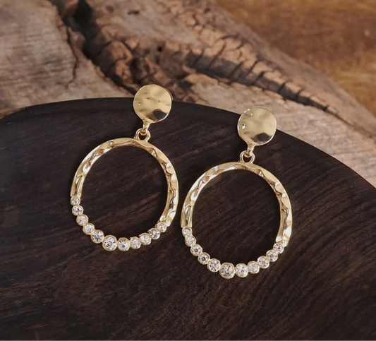 Crystal and Gold Dangle Earrings