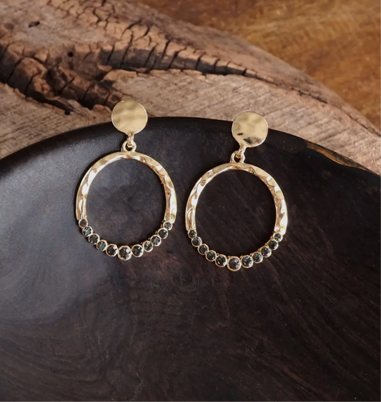 Gray and Gold Dangle Earrings