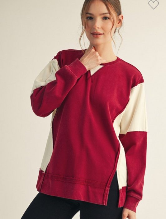 Crimson Color Block Top