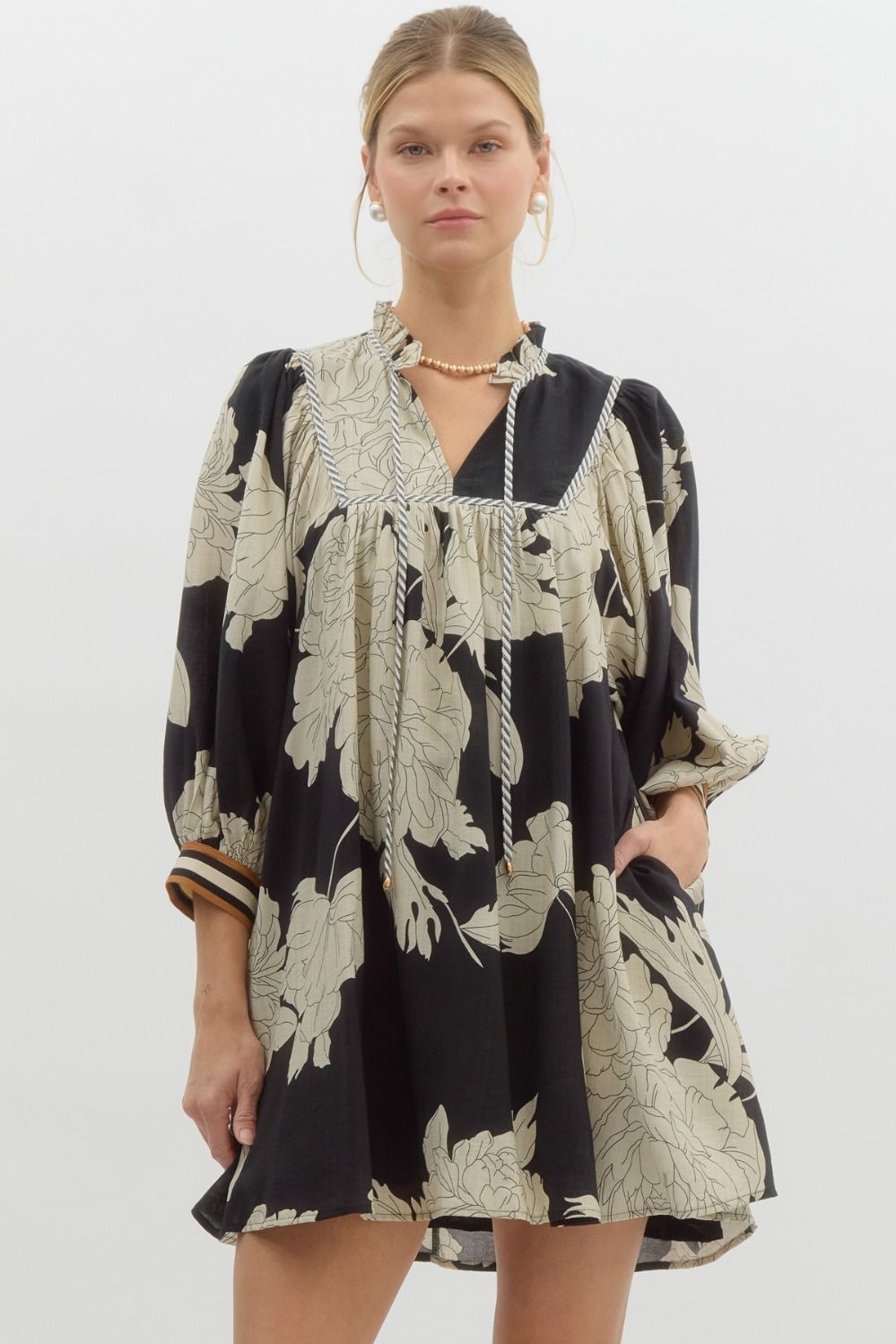 Black Floral Mini Dress