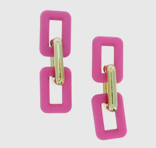 Chunky Pink and Gold Chain Earrings