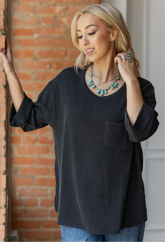 Black 3/4 Sleeve Top