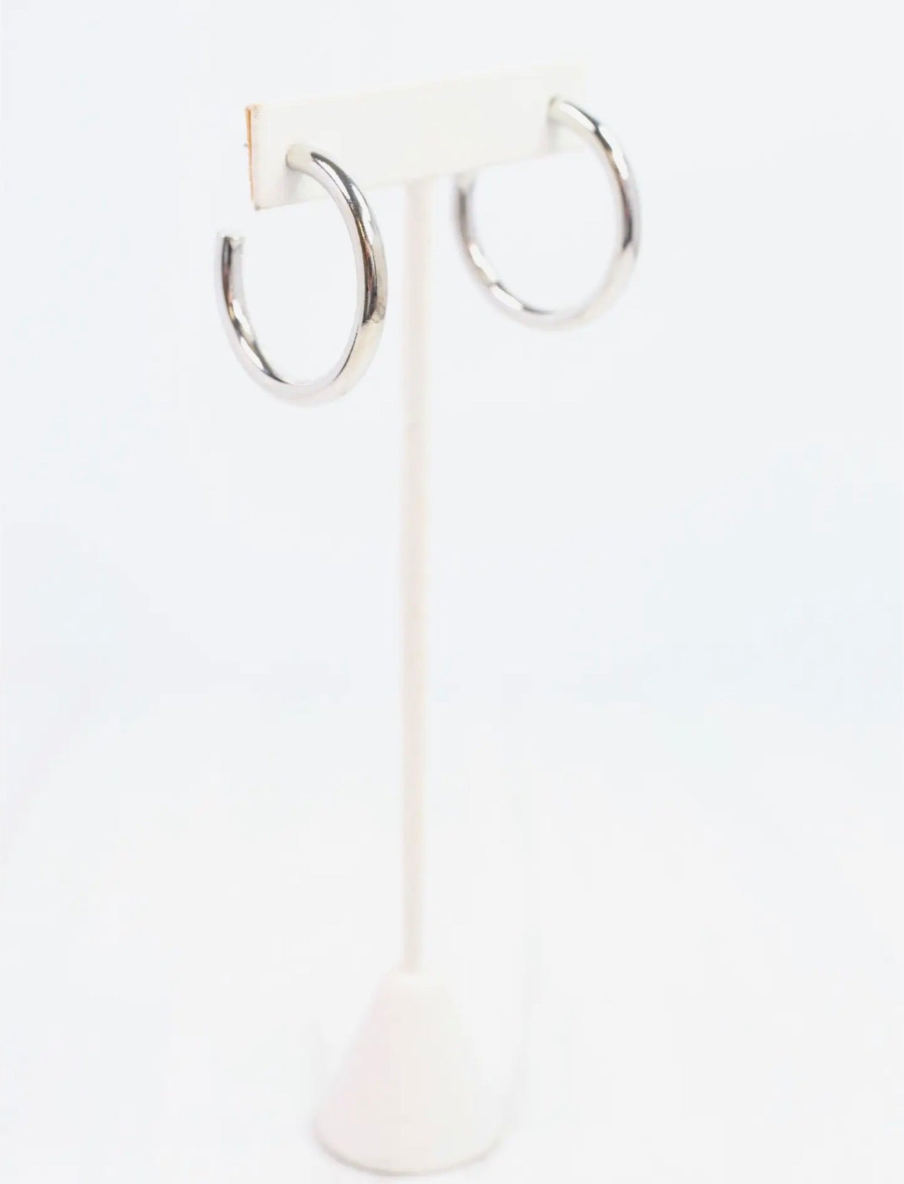 Shiny Silver Hoop Earrings