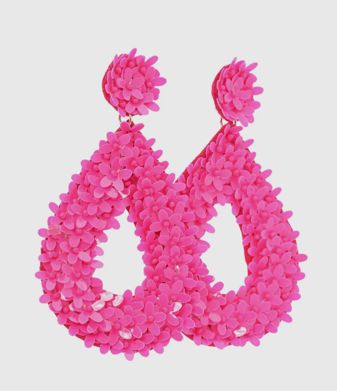 Pink Floral Tear Drop Earrings