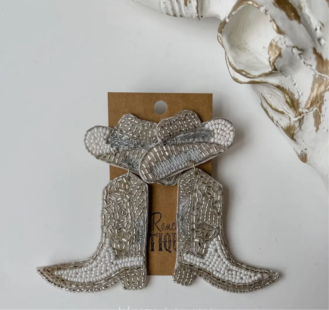 White Boots Earrings