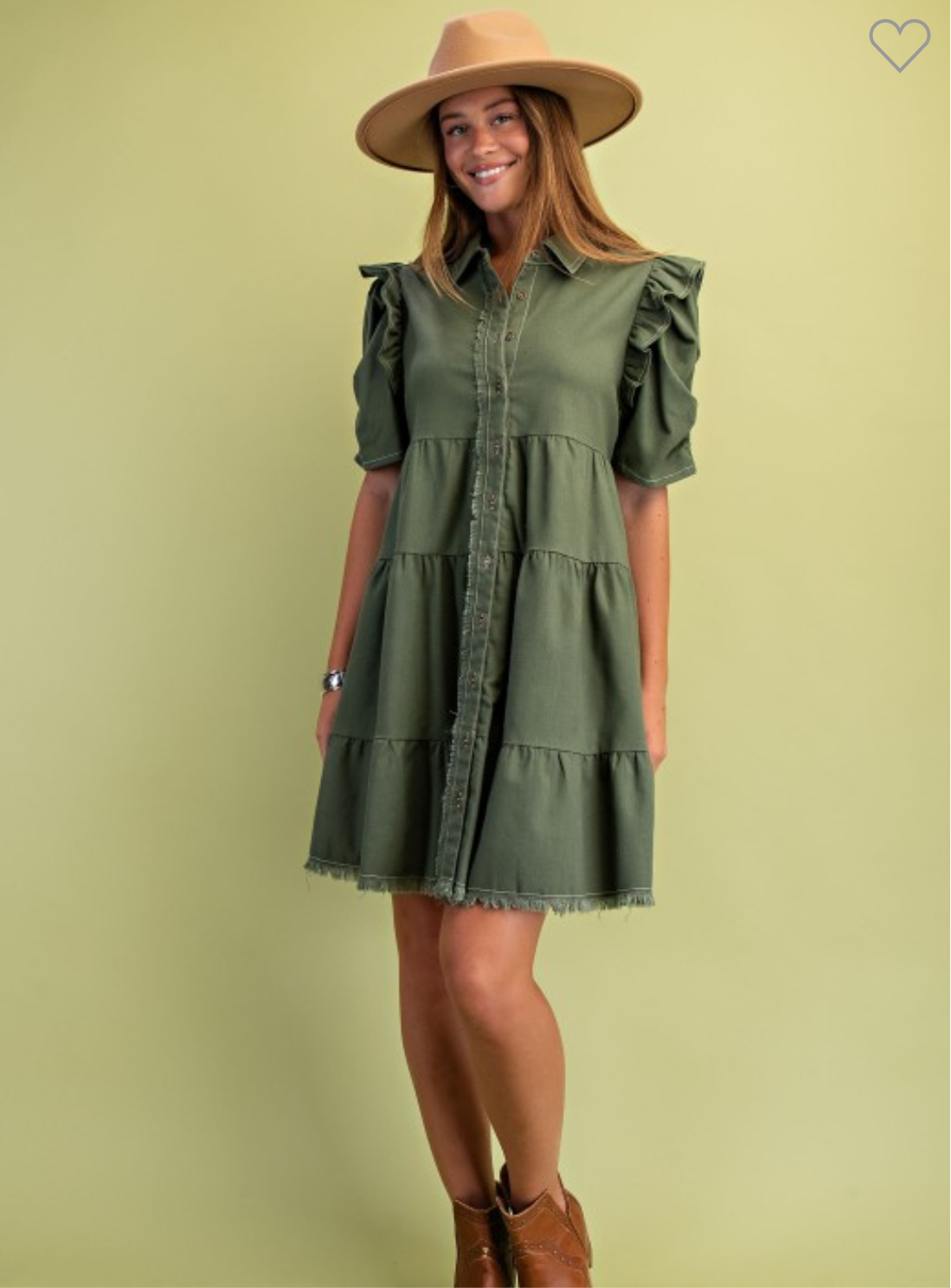 Olive Linen Shirtdress
