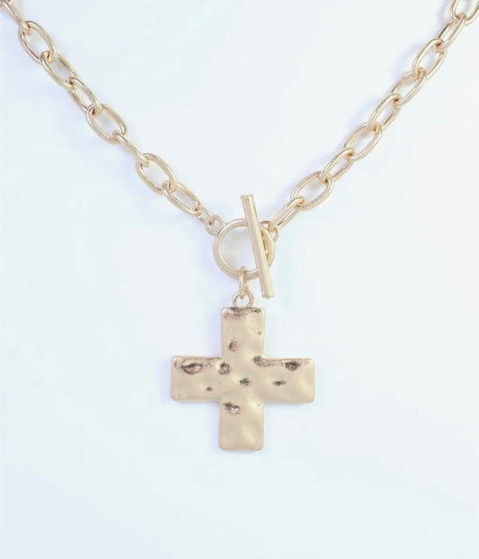 Hammered Cross Necklace