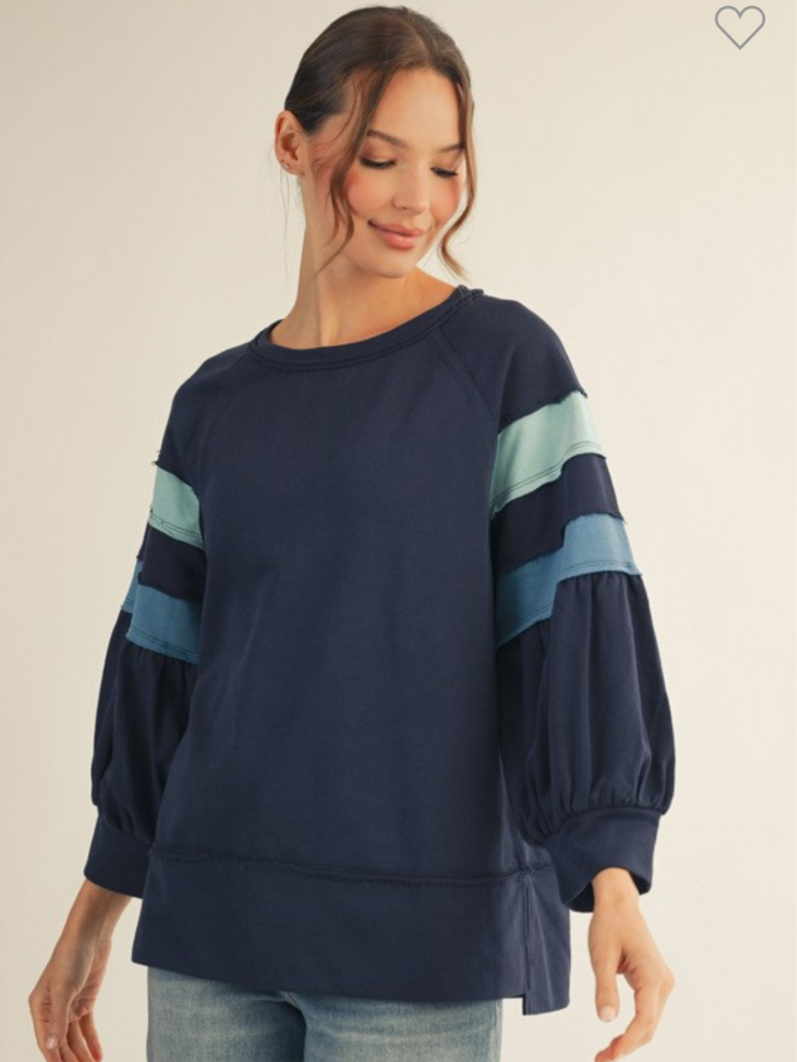Navy 3/4 Sleeve Top