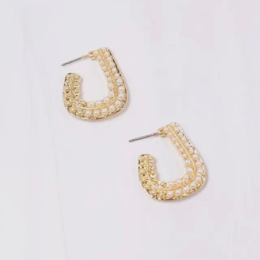 Rectangular Pearl Drop Hoop