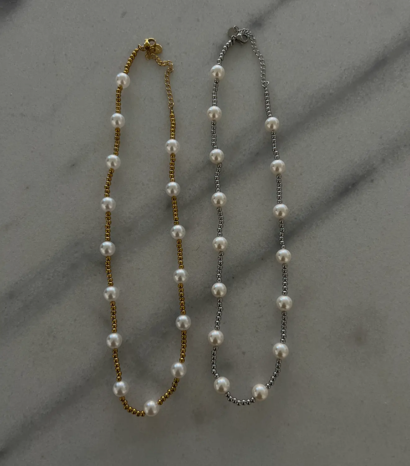 Silver and Pearl Beaded Necklace