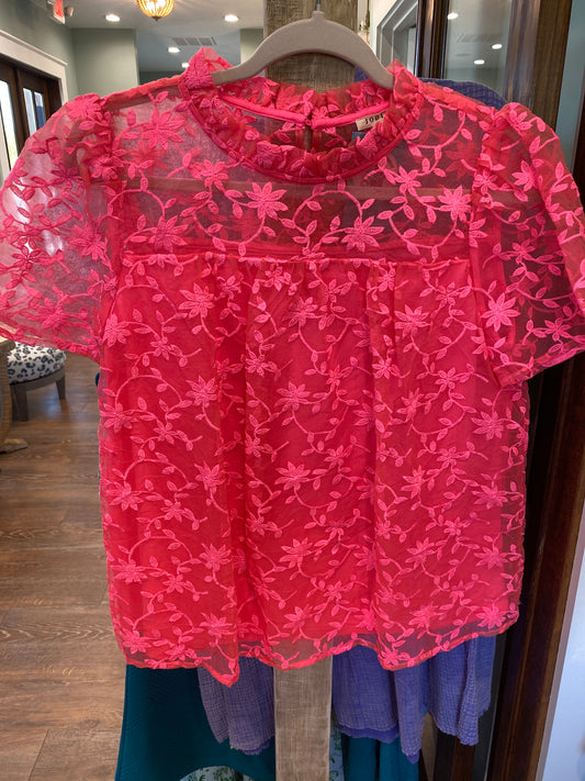 Neon Pink Lace Top