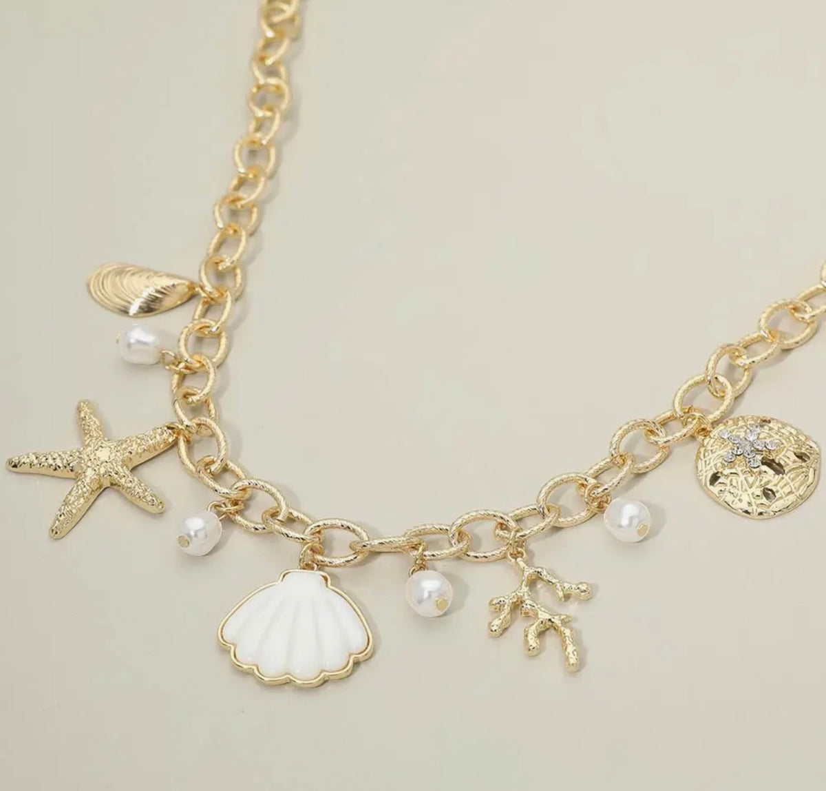 Shell Starfish Coral Charm Necklace