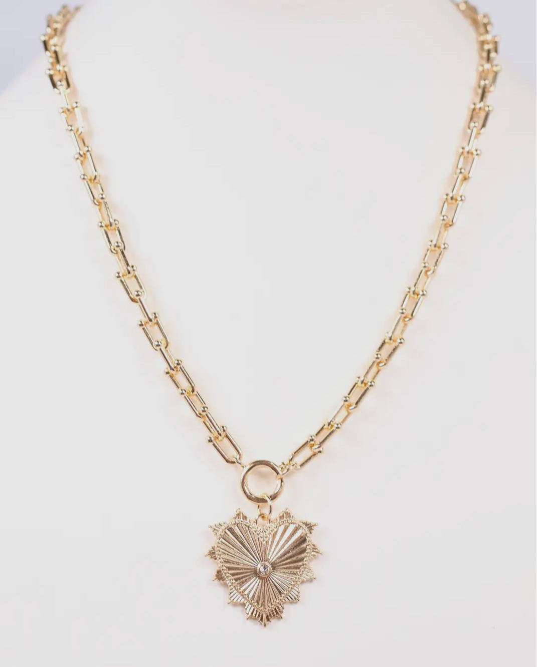 Starburst Heart Charm Necklace