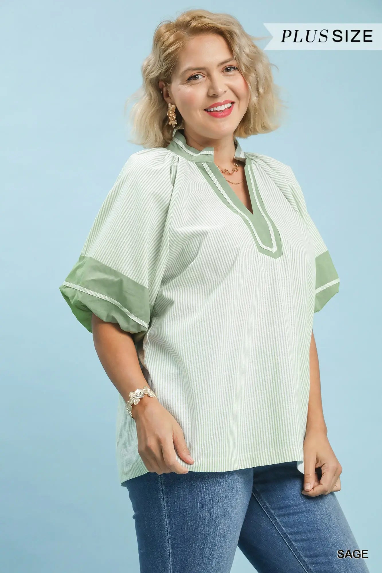 Sage Striped Top