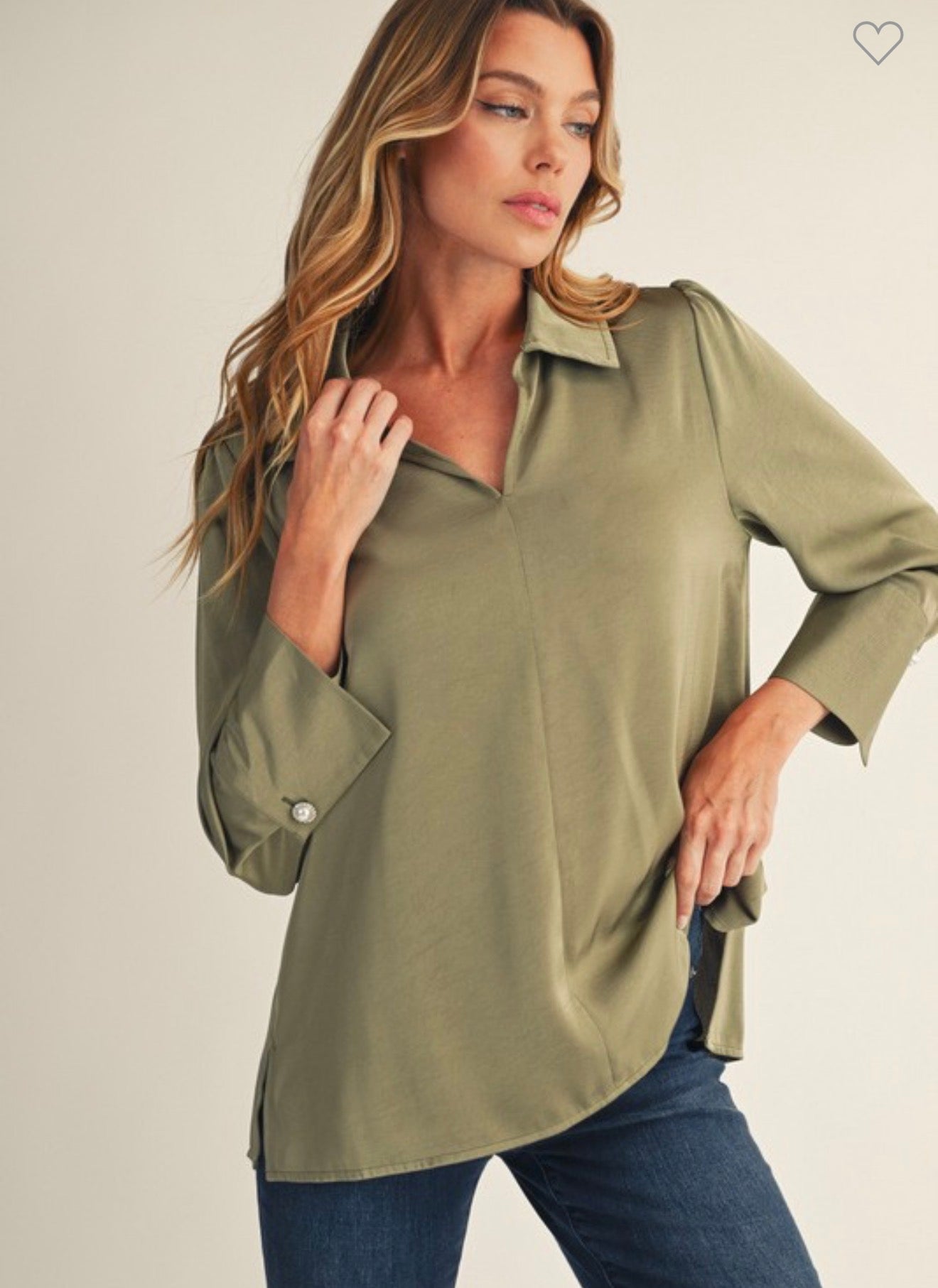 Dusty Olive Satin Top