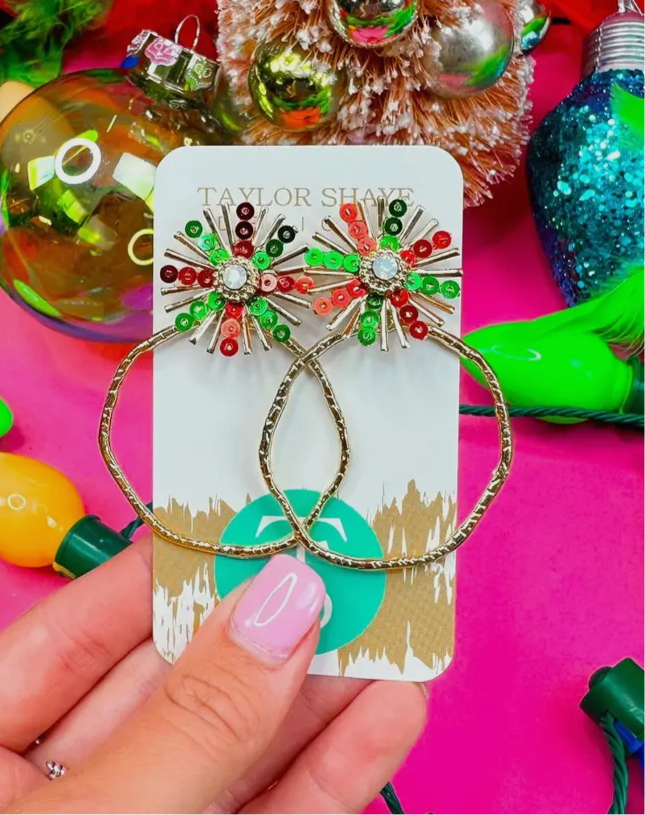 Red/Green Sunburst Hoops