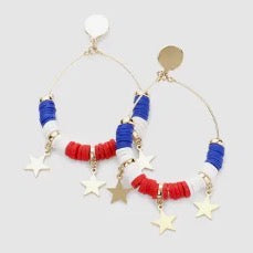 Red White and Blue Teardrop Earrings