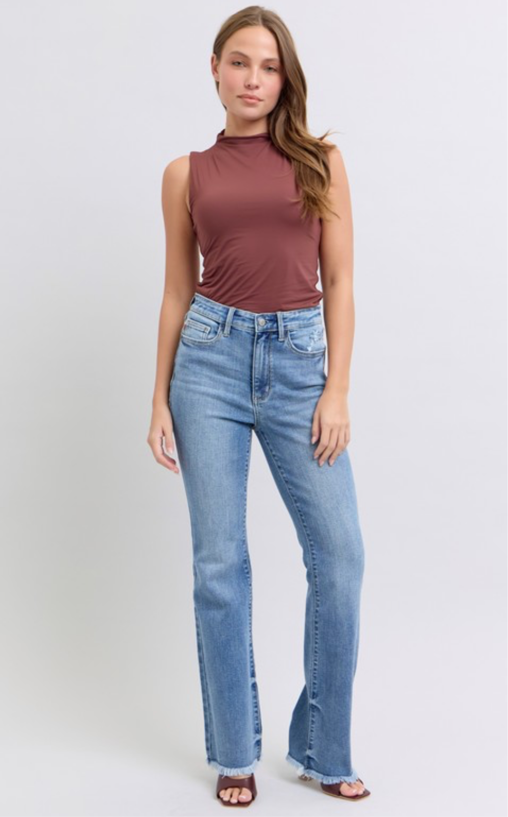 Judy Blue High Rise Boot Cut Frayed Hem Jeans