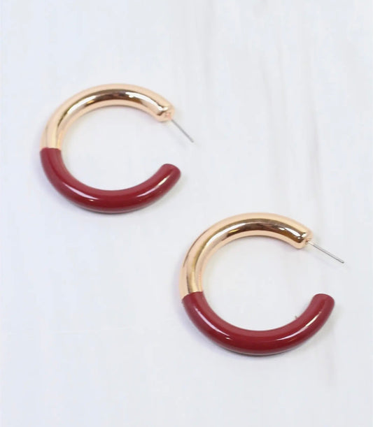 Burgundy and Gold Hoops