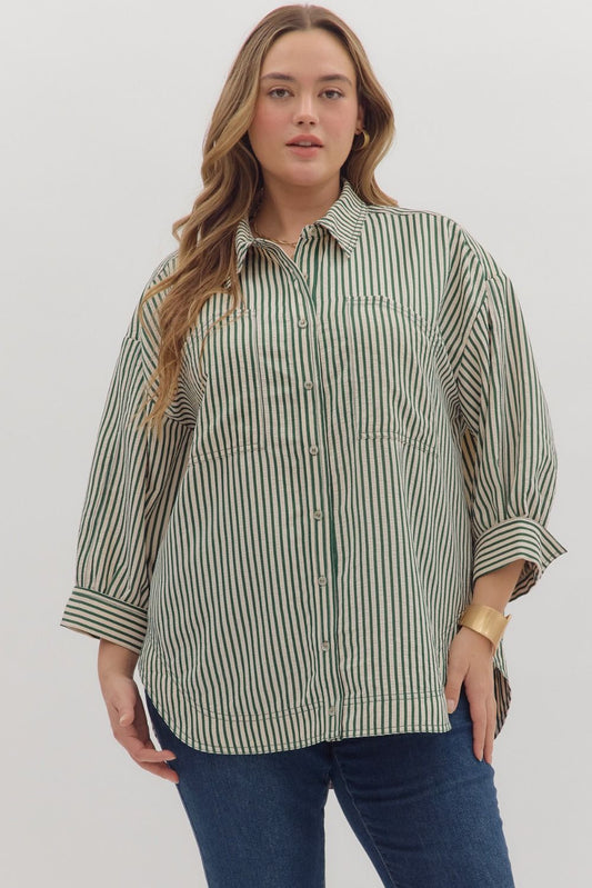 Green and White Striped Top (P)