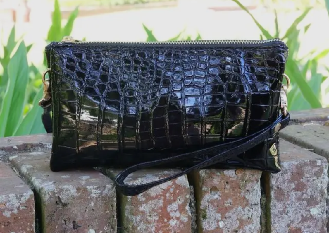 Black Patent Quilted Crossbody