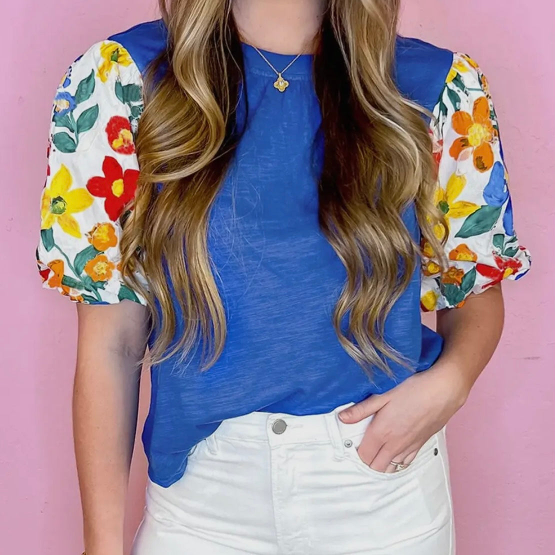 Blue Puff Sleeve Top