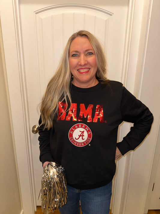 BAMA Embroidered Sequin Sweatshirt